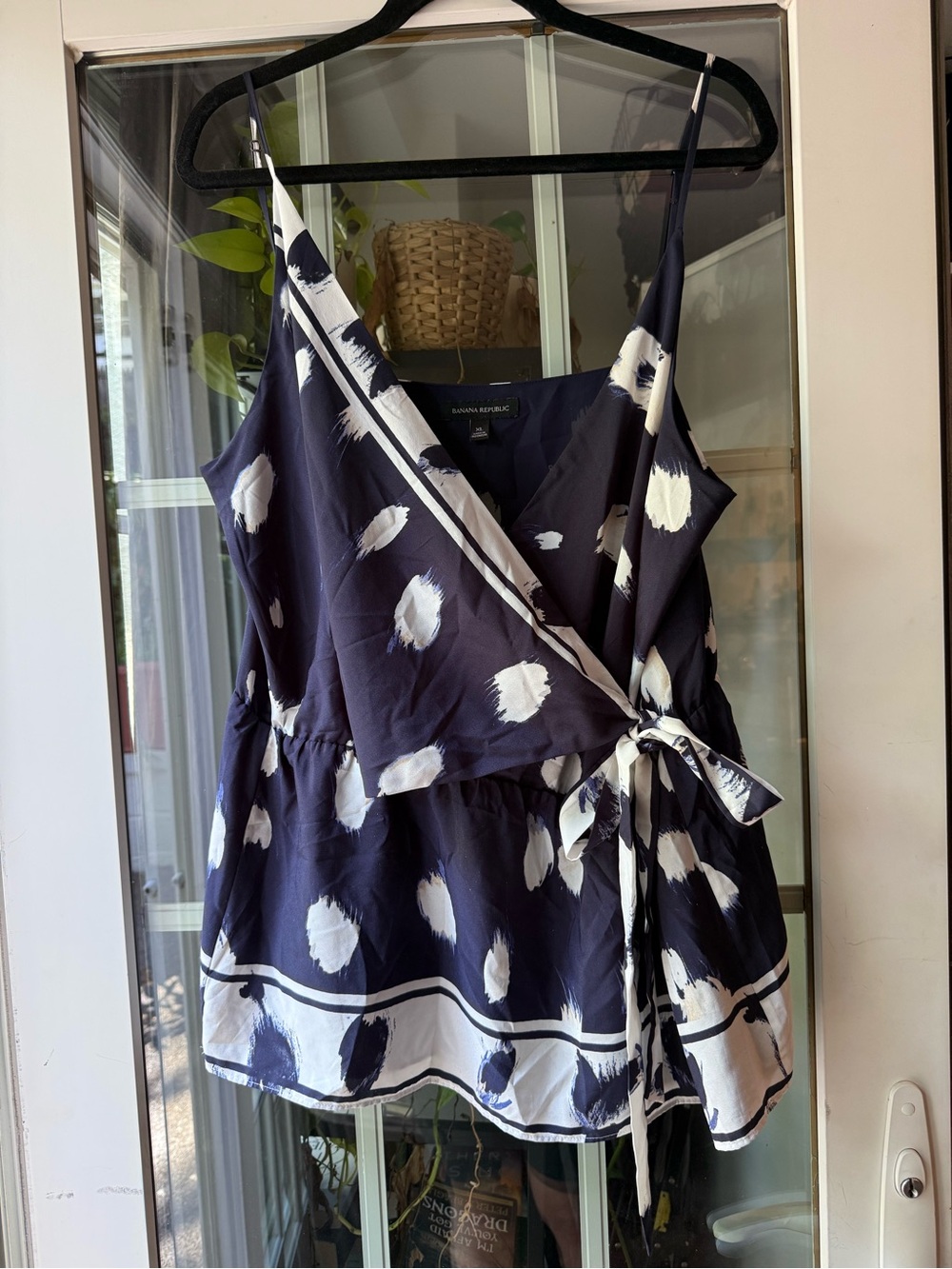 Banana Republic Navy & White Printed Wrap Cami
